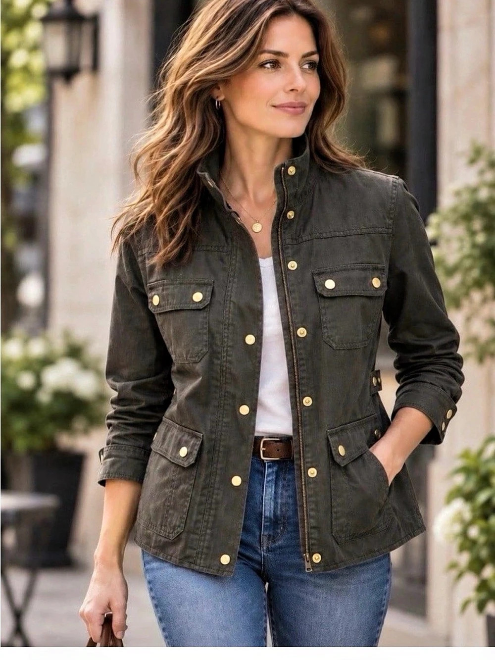 J.Crew Relaxed Boyfriend Field Jacket Olive Small